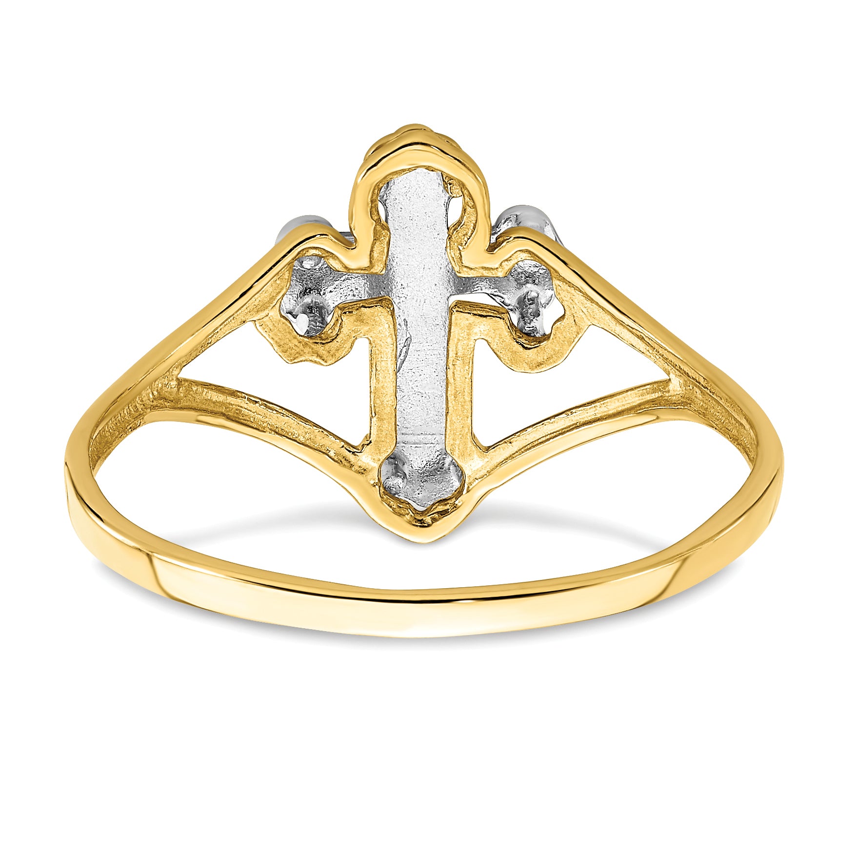 14k WithRhodium Cross Ring