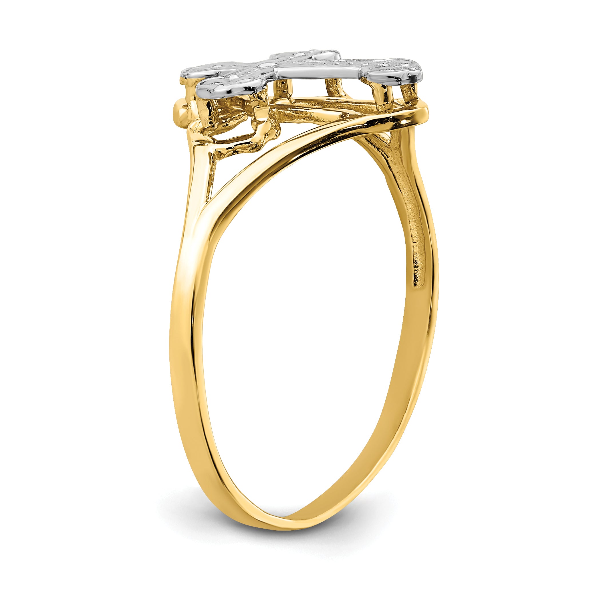 14k WithRhodium Cross Ring