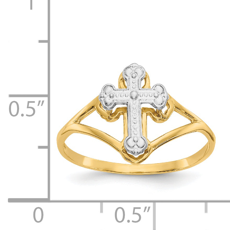 14k WithRhodium Cross Ring