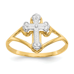 14k WithRhodium Cross Ring