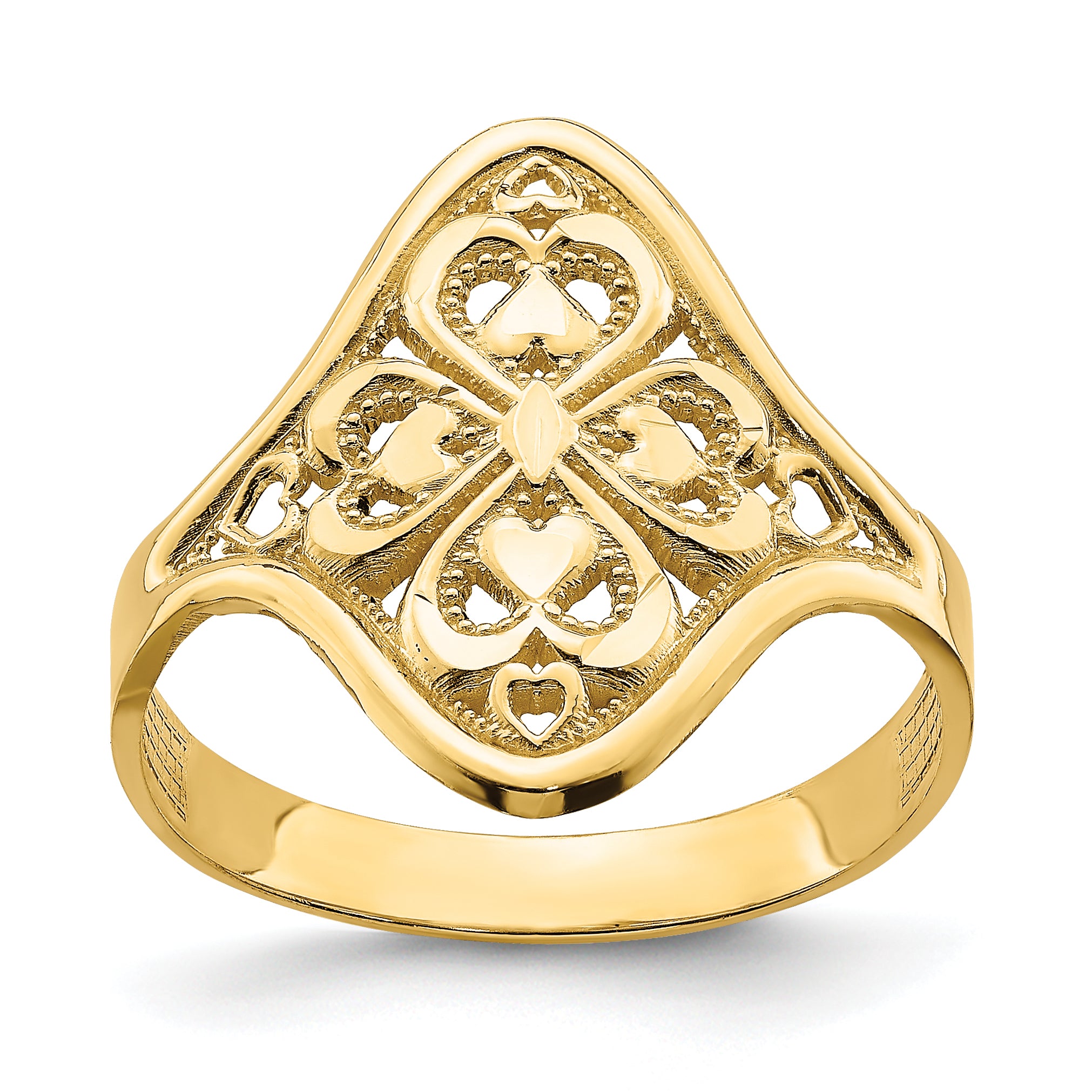 14k Diamond-cut Filigree Ring