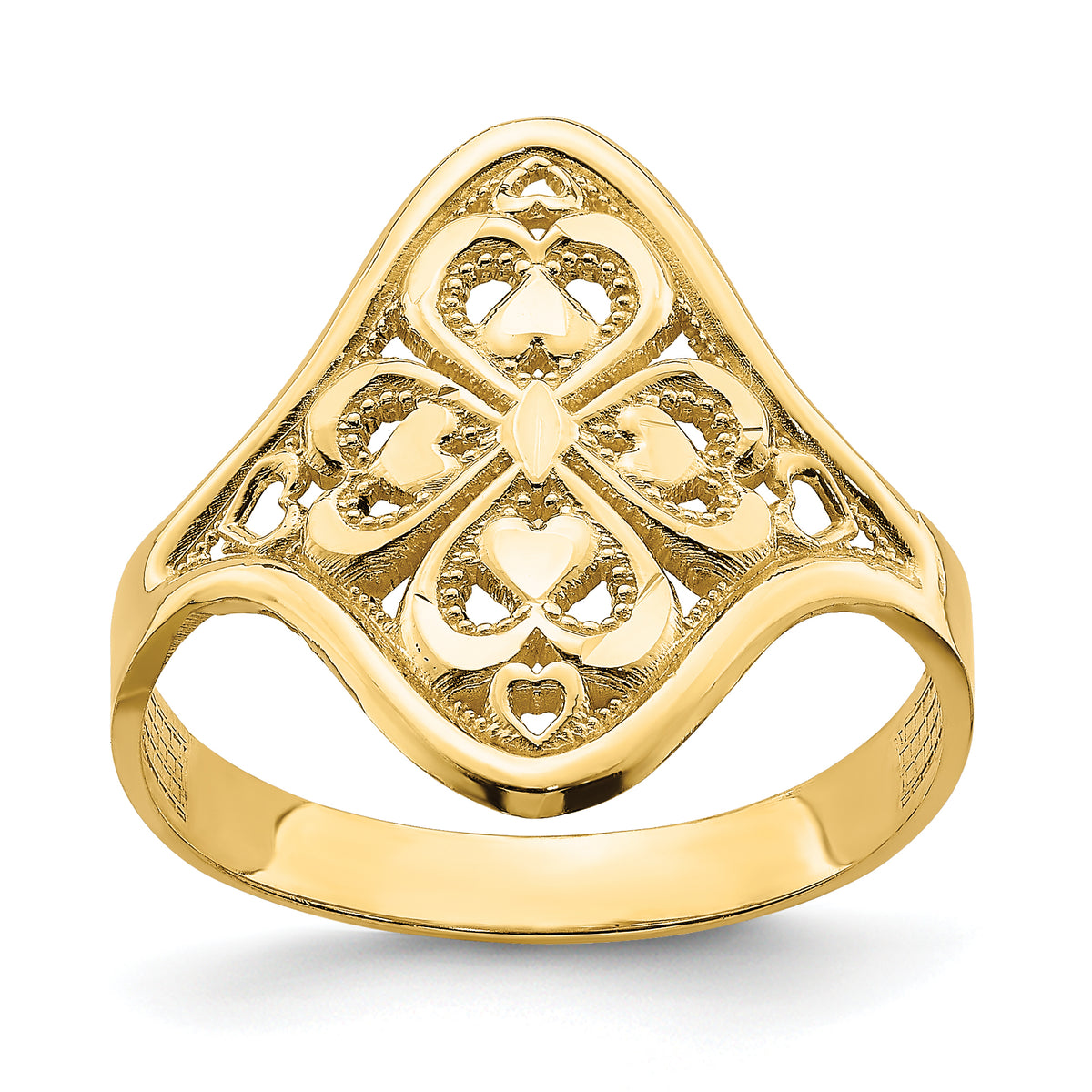 14k Diamond-cut Filigree Ring