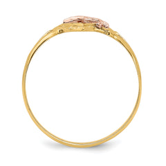 14K Yellow and Rose Gold WithRhodium Dolphin In Heart Ring