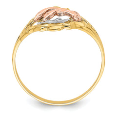 14K Yellow and Rose Gold WithRhodium Double Dolphin Ring