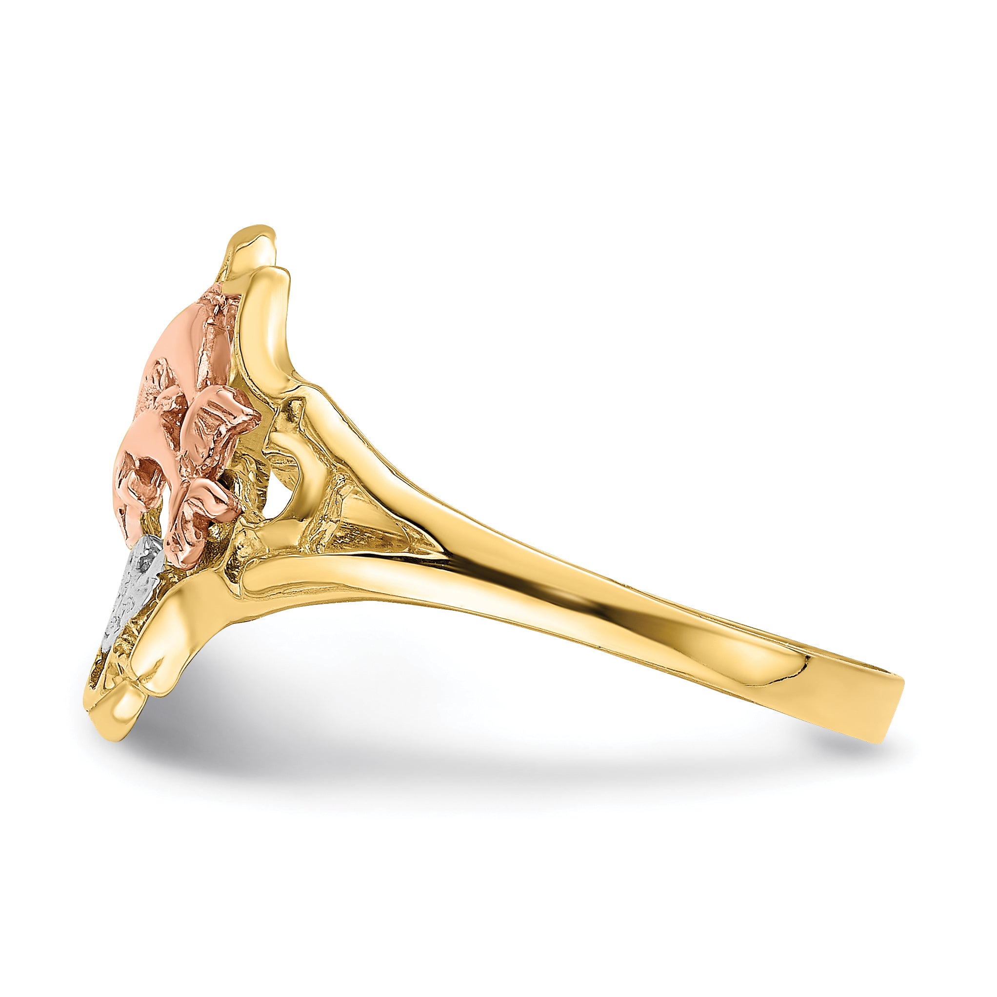 14K Yellow and Rose Gold WithRhodium Double Dolphin Ring