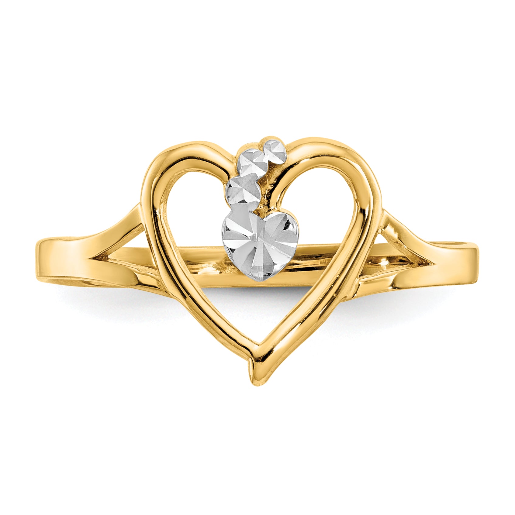 14K and White Rhodium Polished Heart Ring