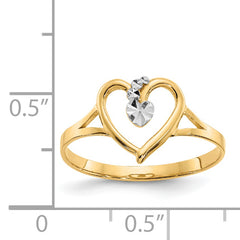 14K and White Rhodium Polished Heart Ring