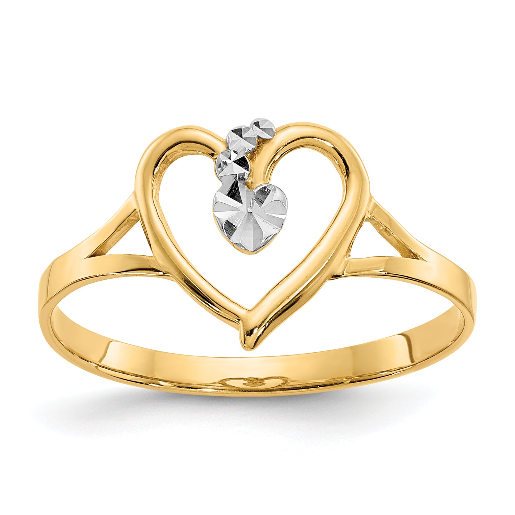 14K and White Rhodium Polished Heart Ring