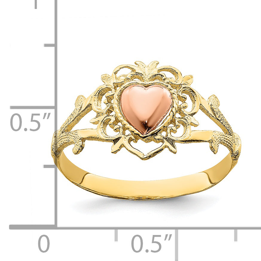 14k Two-tone Heart Ring