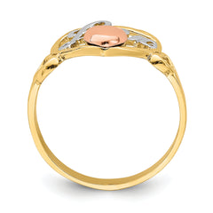 14k Yellow and Rose Gold WithRhodium Love Heart Ring