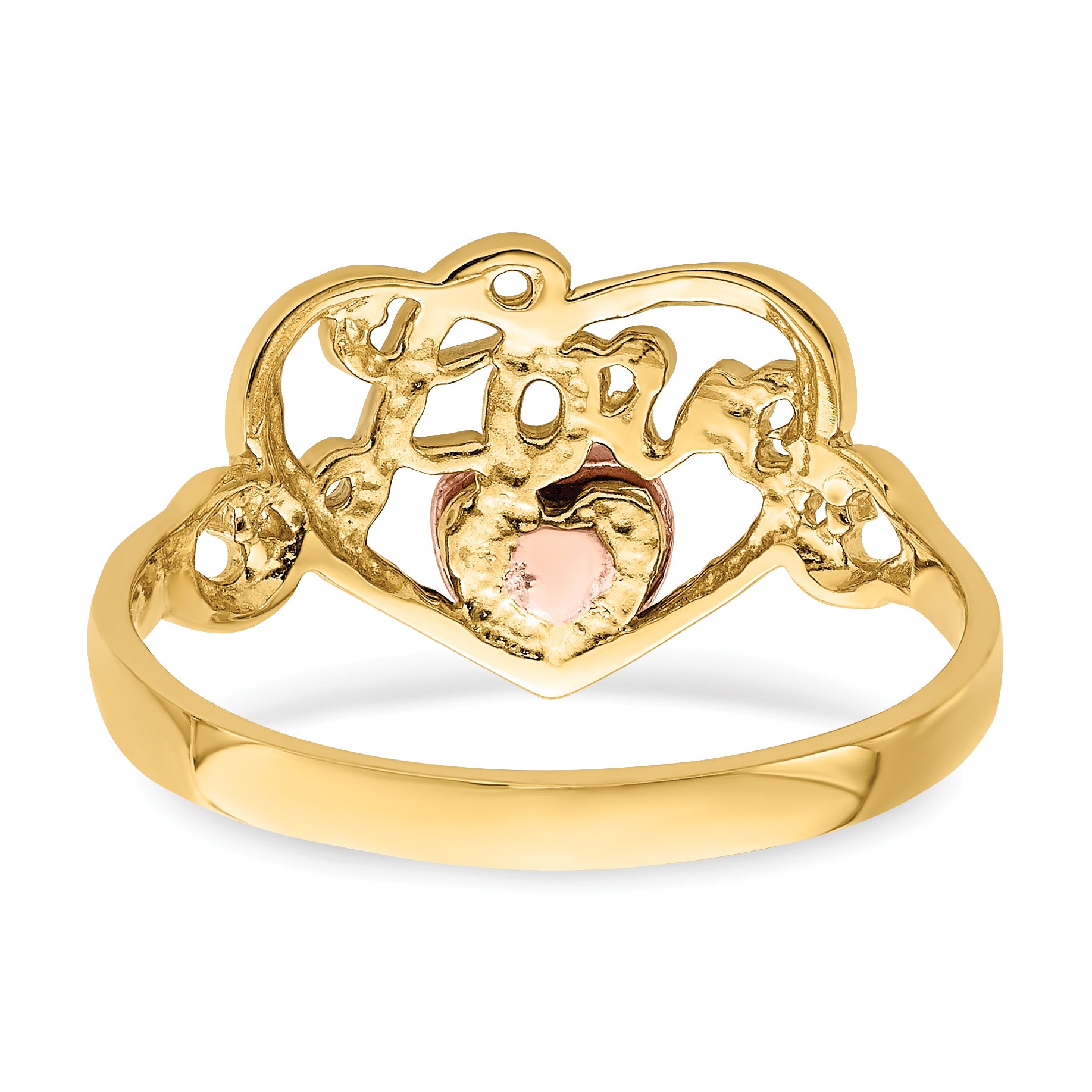 14k Yellow and Rose Gold WithRhodium Love Heart Ring