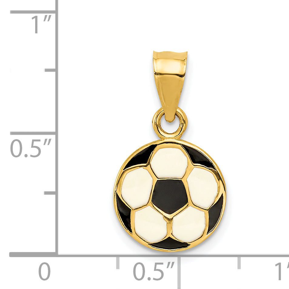 14k Enameled Soccer Ball Pendant