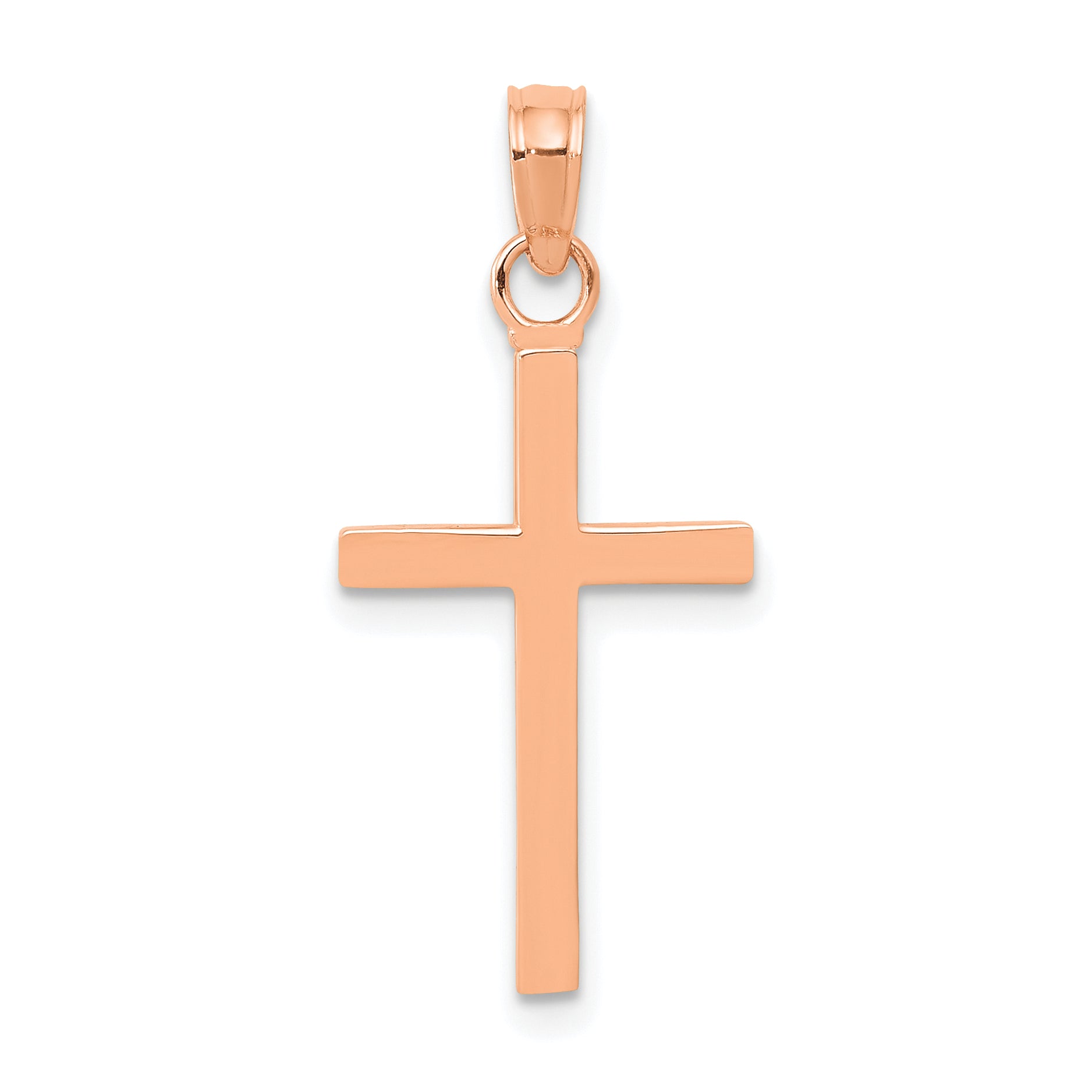 14k Rose Gold Polished Cross Pendant