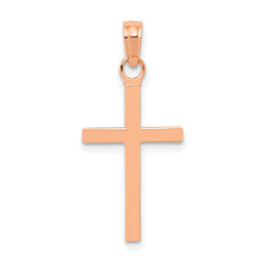 14k Rose Gold Polished Cross Pendant