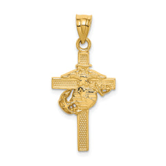 14K Marine Corps Cross Pendant