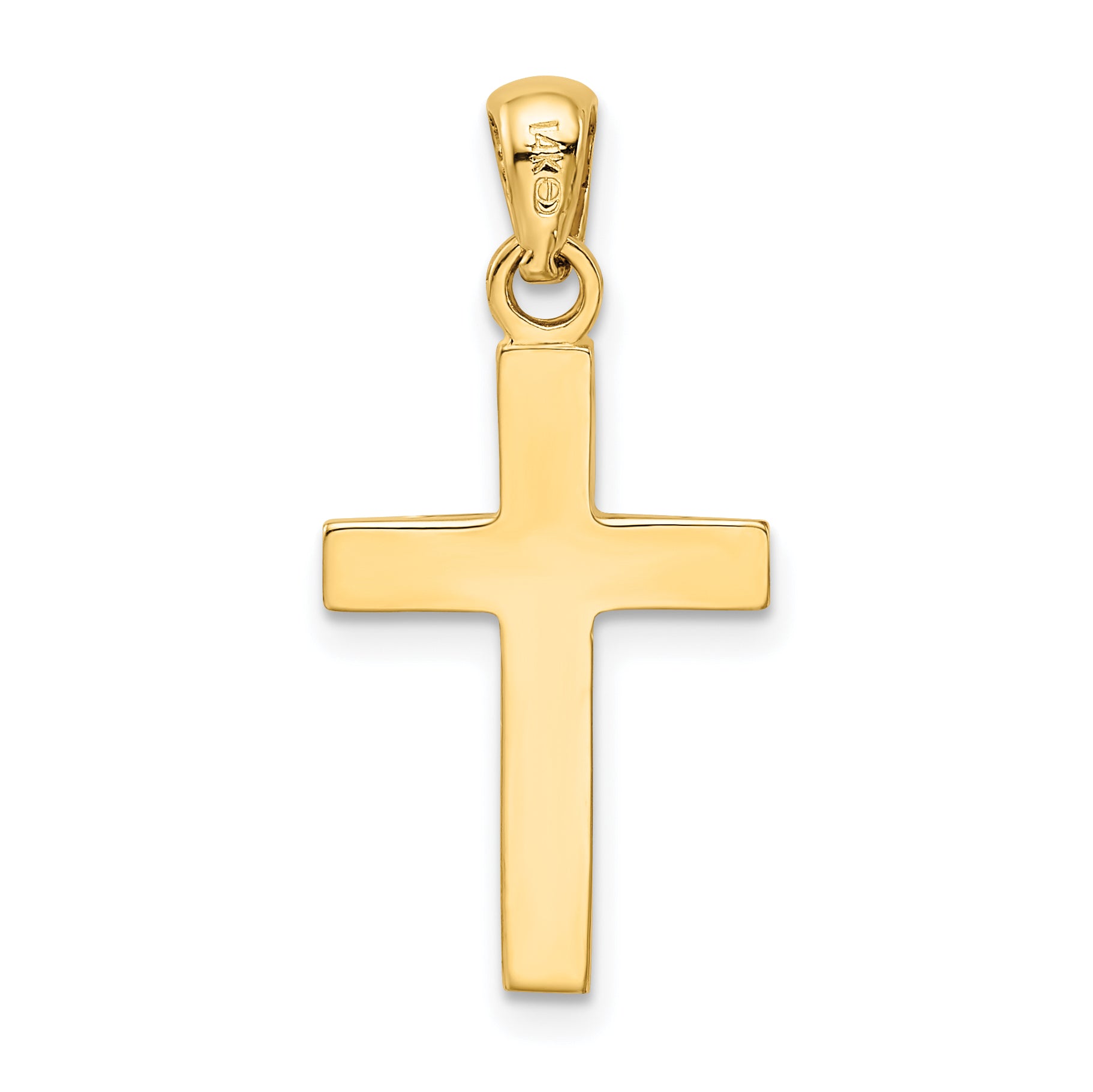 14K Gold Cross Pendant with Rhodium Accent – Solid and Elegant Design