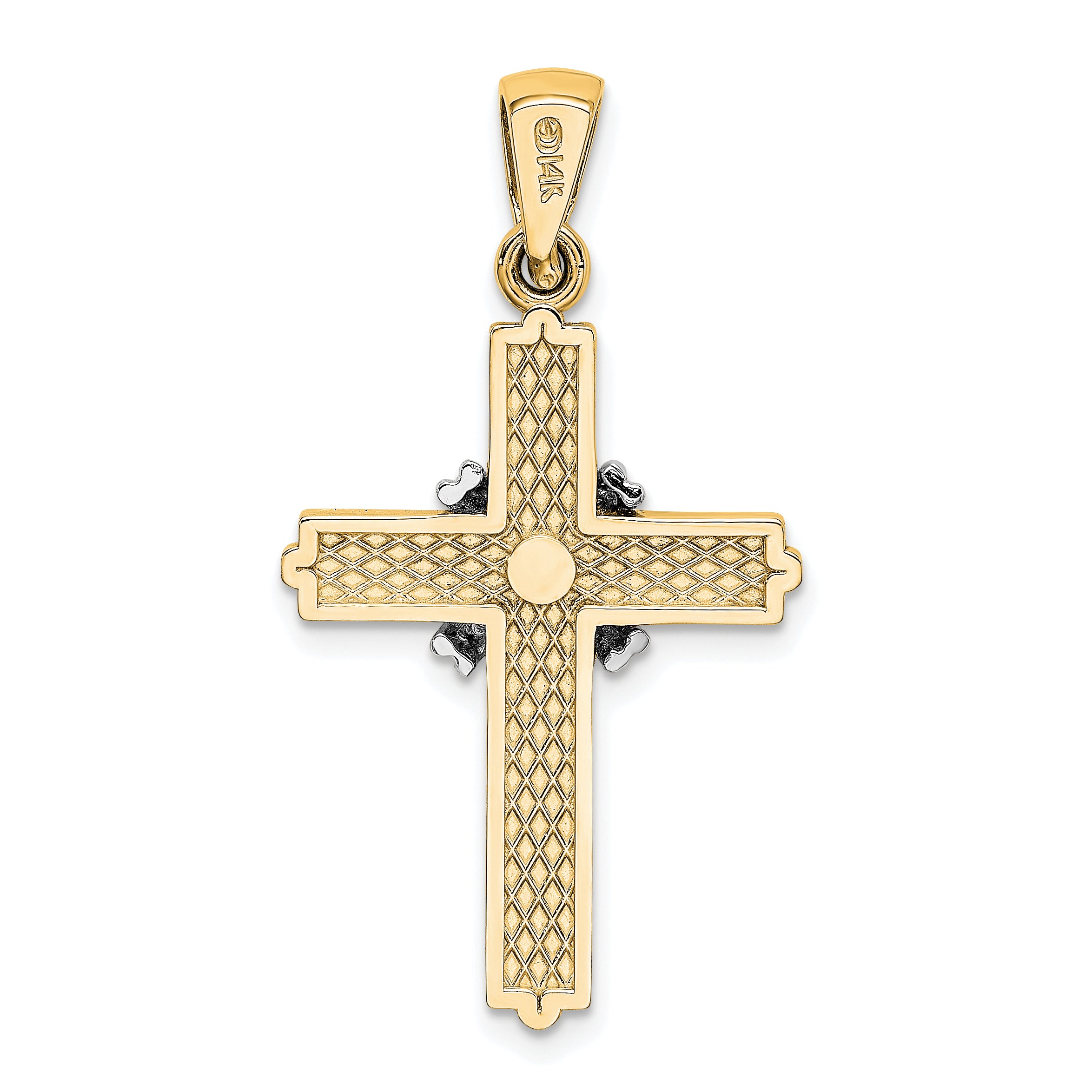 14K w/Rhodium Passion Cross Pendant