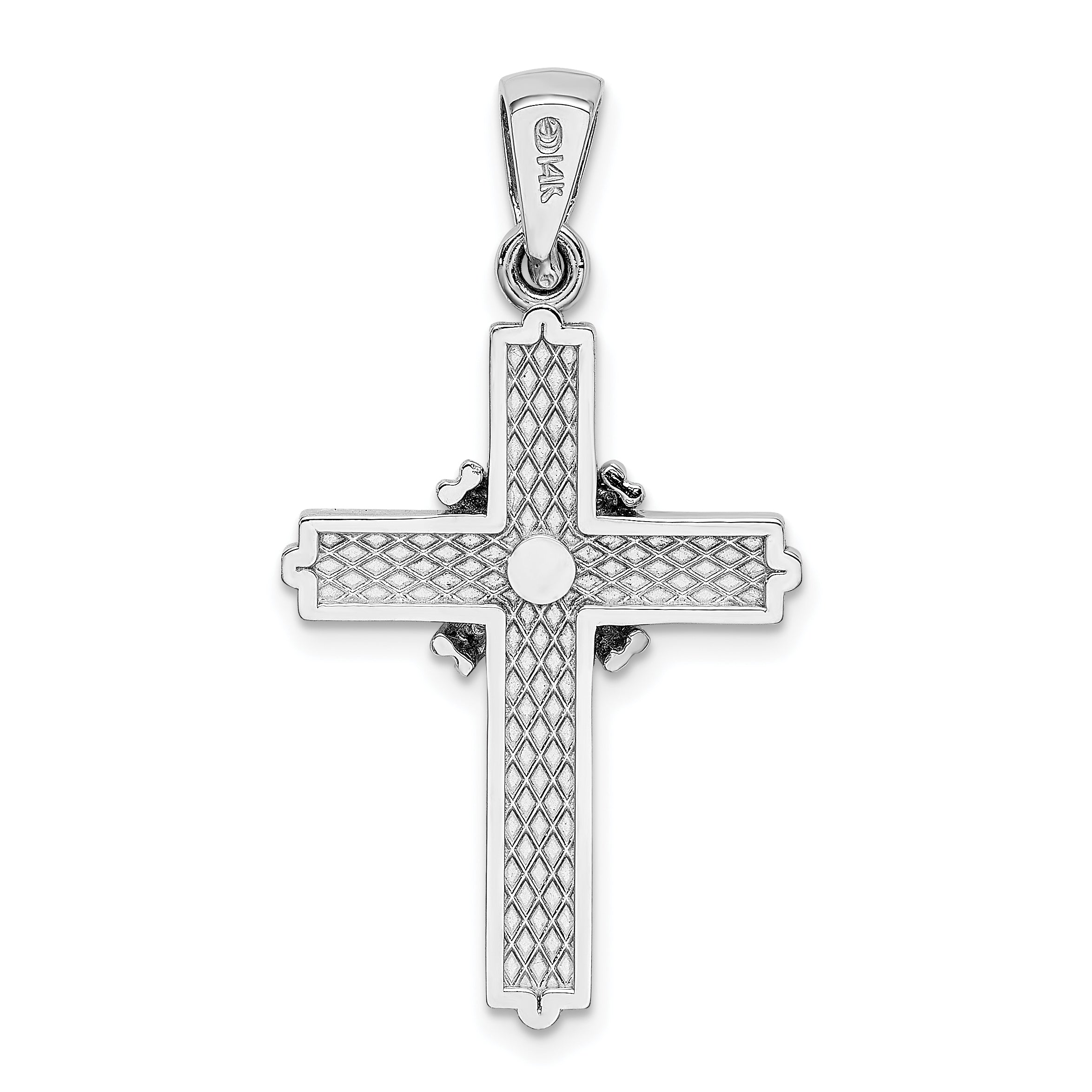 14k White Gold Passion Cross Pendant