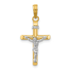 14K Two-tone INRI Hollow Crucifix Charm