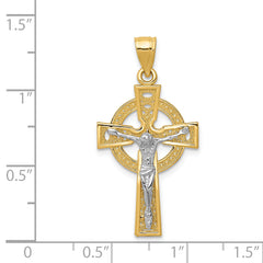 14K Two-Tone Gold Iona Crucifix Pendant with Solid Cast Design