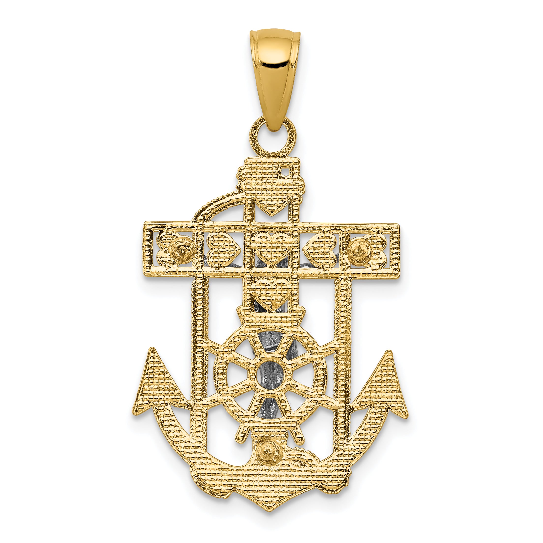 14K Two-Tone Gold Mariner’s Crucifix Pendant  Solid, Elegant, Casted Design