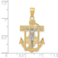 14K Two-Tone Gold Mariner’s Crucifix Pendant  Solid, Elegant, Casted Design