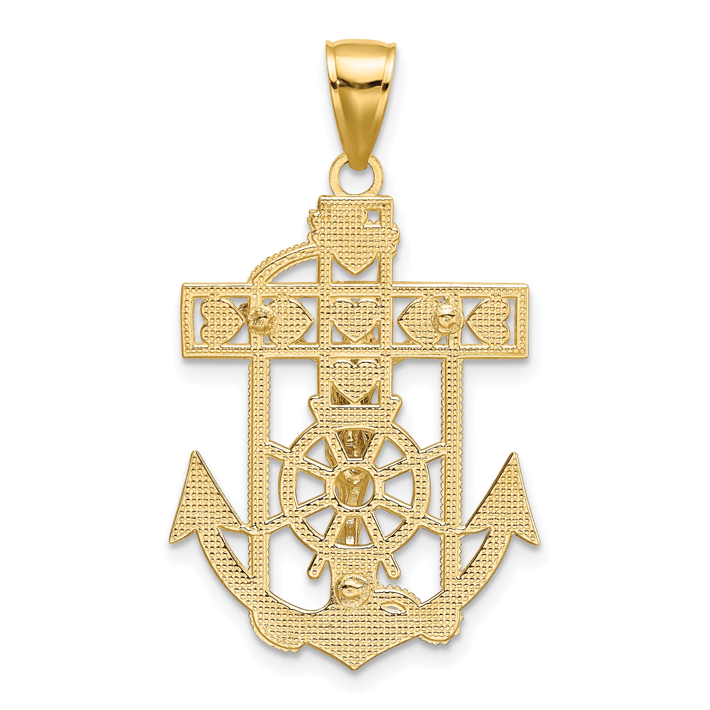 14K Two-Tone Gold Mariner’s Crucifix Pendant  Solid, Casted Design