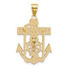 14k Two-tone Mariner's Crucifix Pendant