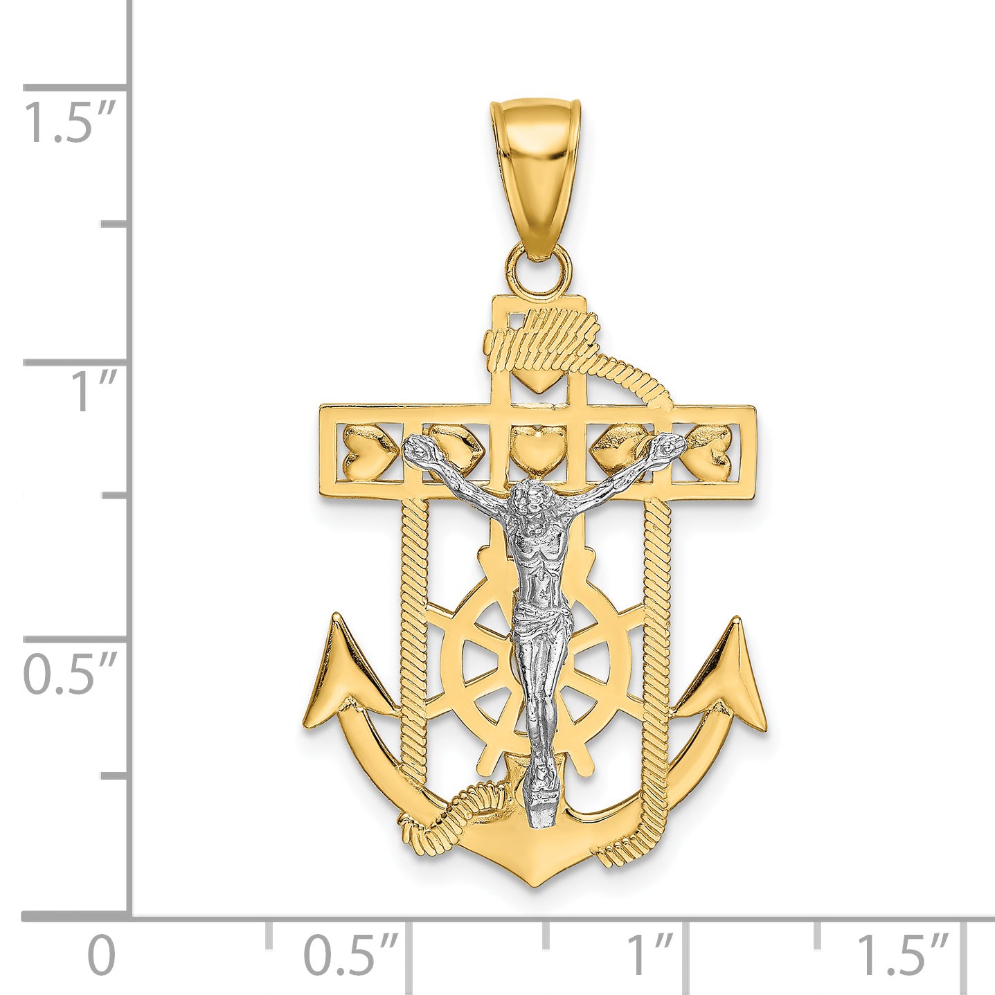 14k Two-tone Mariner's Crucifix Pendant