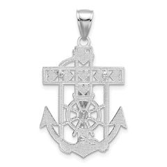 14k White Gold Mariner's Crucifix Pendant