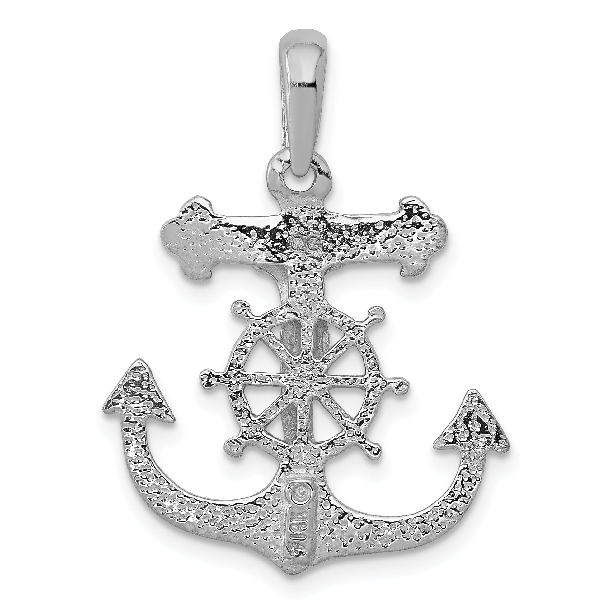 14k White Gold Mariner's Cross Pendant