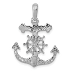 14K White Gold Mariner's Cross Pendant with Rhodium Plating  Elegant & Unisex Design