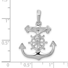 14K White Gold Mariner's Cross Pendant with Rhodium Plating  Elegant & Unisex Design