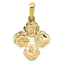 14K Gold Four Way Medal Pendant with Polished Finish