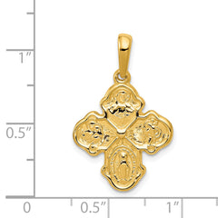 14K Gold Four Way Medal Pendant with Polished Finish