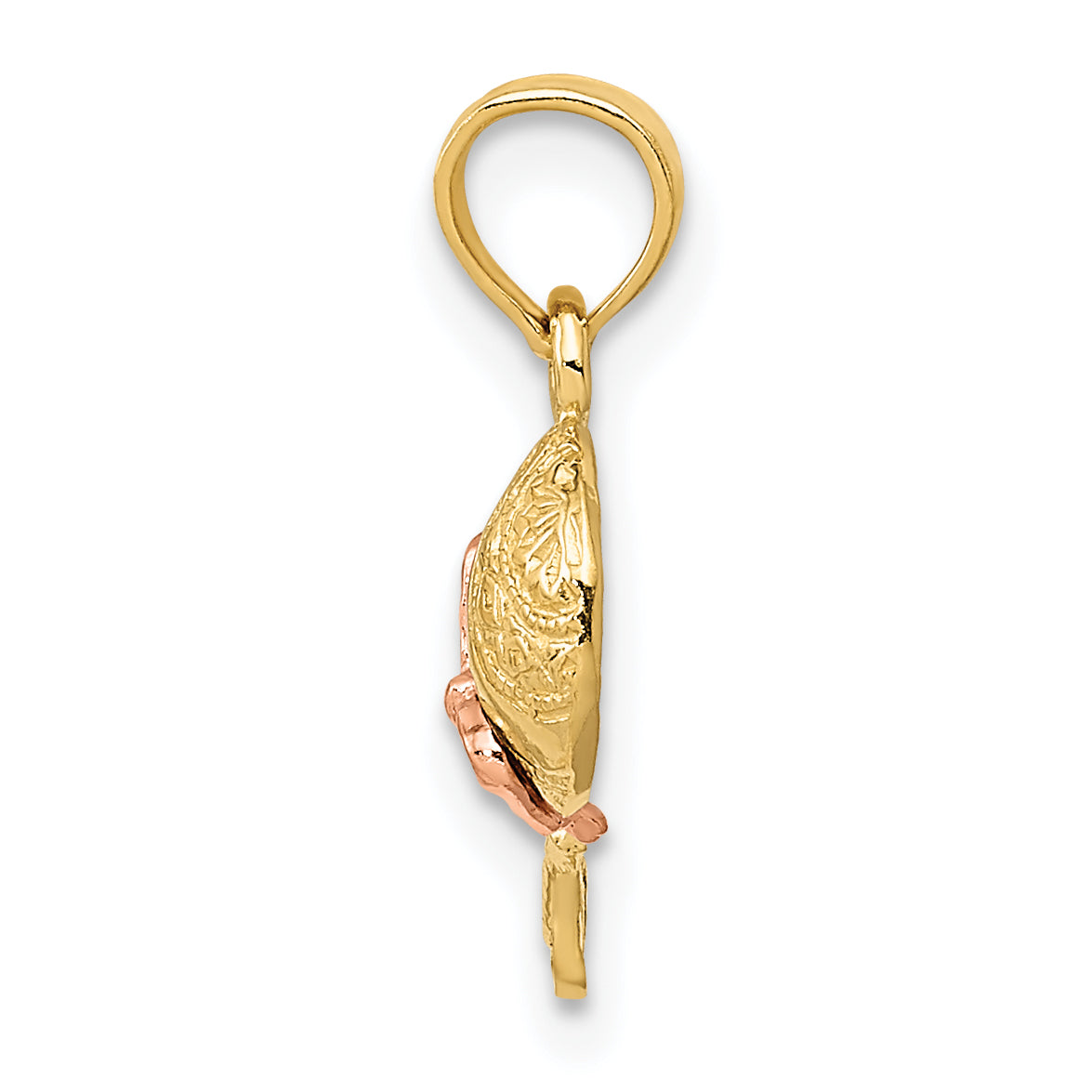 14K Two-Tone Gold Baby Rattle Pendant Elegant Keepsake Charm