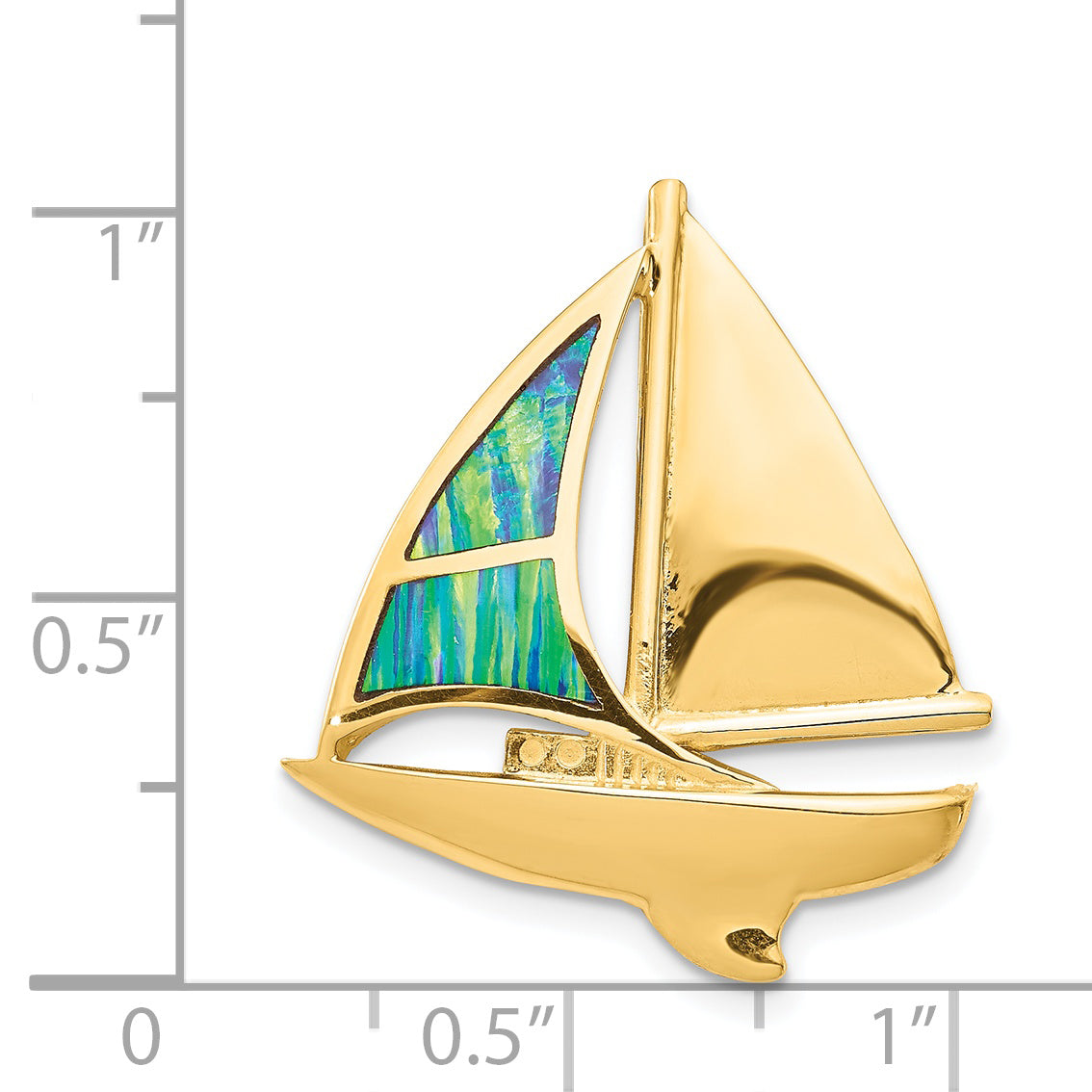 14K Imitation Opal Sailboat Slide