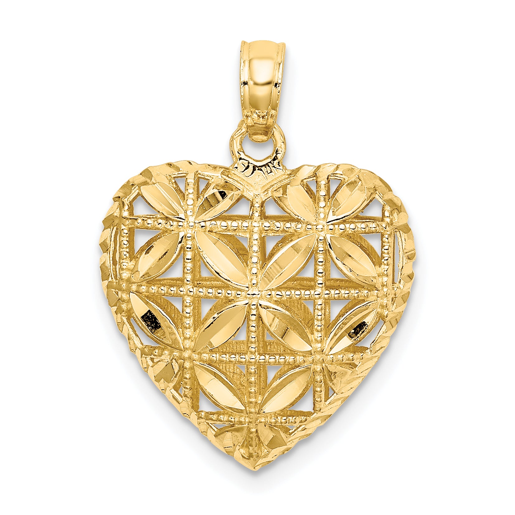 14K Polished 3-D Puffed Heart Pendant