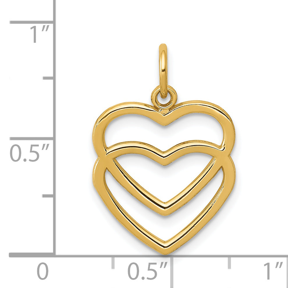 14K Polished Double Heart Pendant