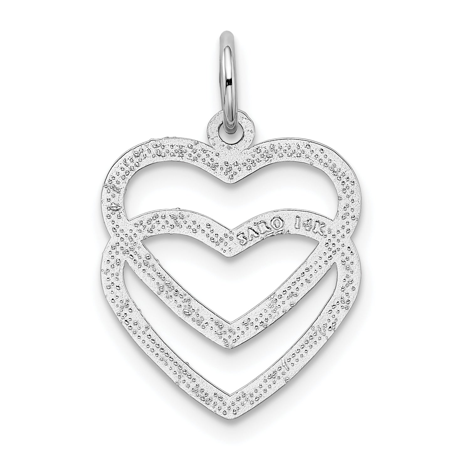 14k White Gold Double Heart Charm