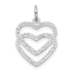 14k White Gold Double Heart Charm