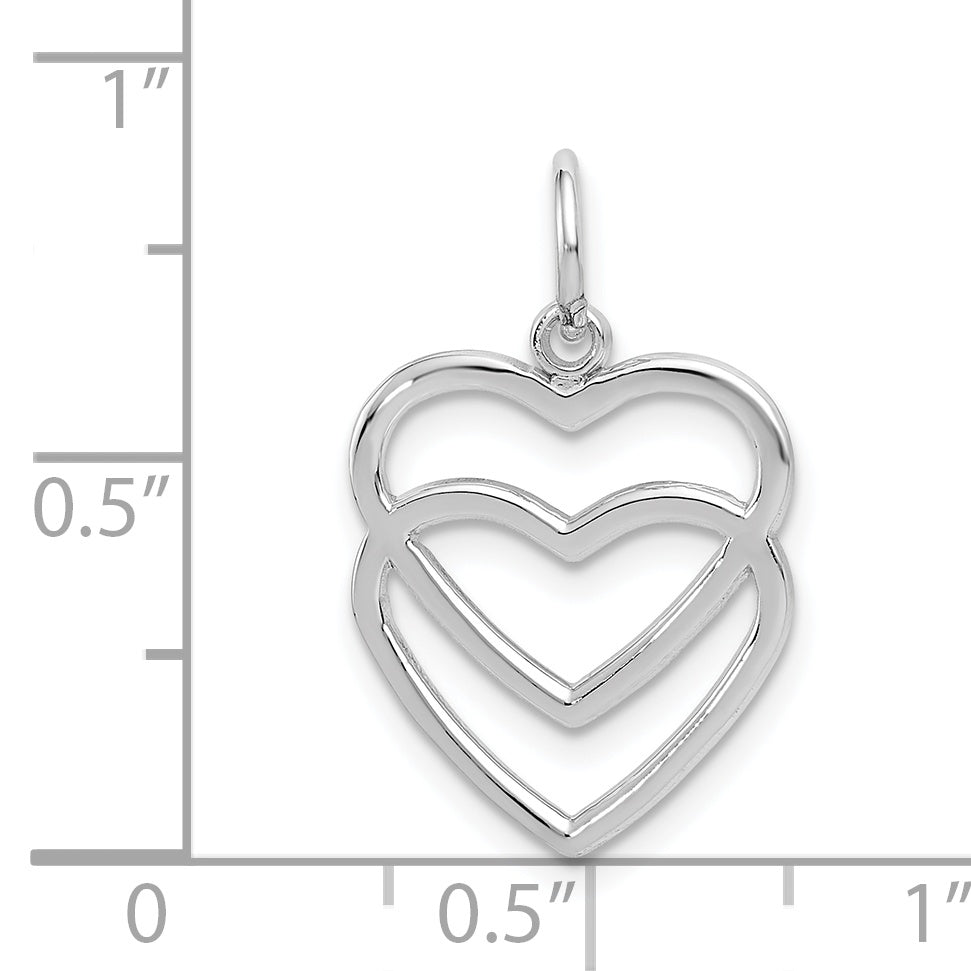 14k White Gold Double Heart Charm