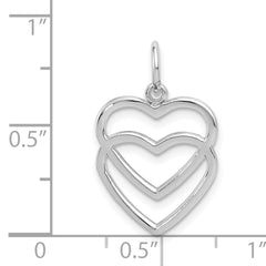 14k White Gold Double Heart Charm