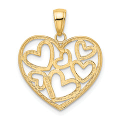 14K Gold and White Rhodium Heart-in-Heart Polished Pendant