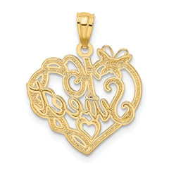 14K Gold and Rhodium Sweet 16 Pendant with Diamond-Cut Polished Finish