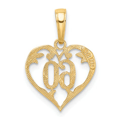 14K Gold Polished Heart Pendant with Textured Design by Sophia Jewelers