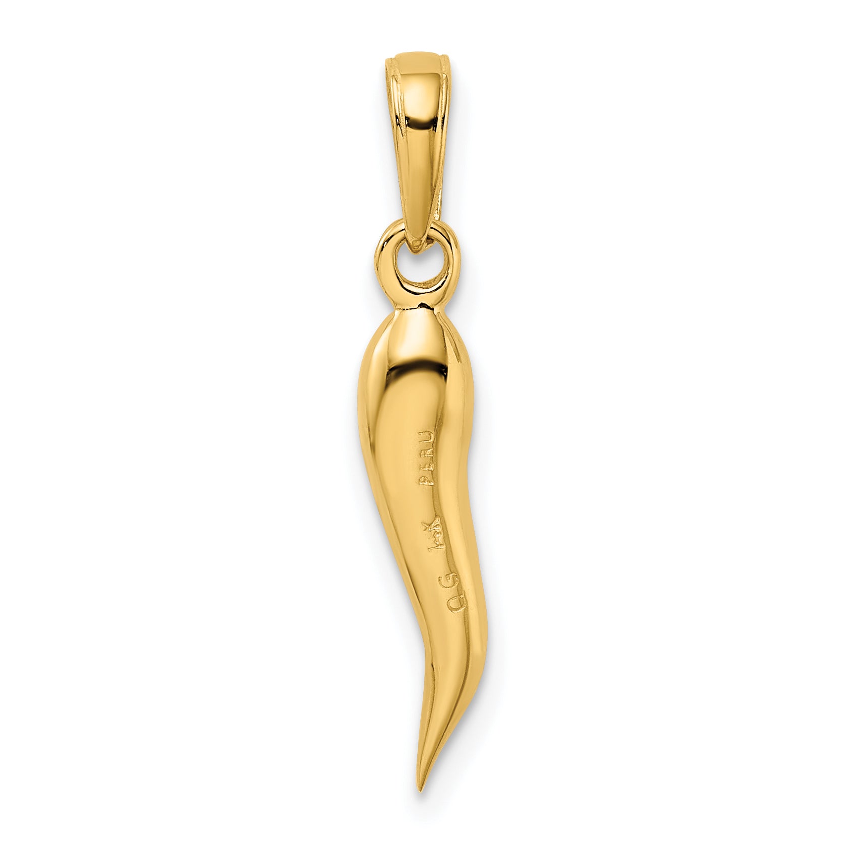 14k Medium 3D Italian Horn Pendant