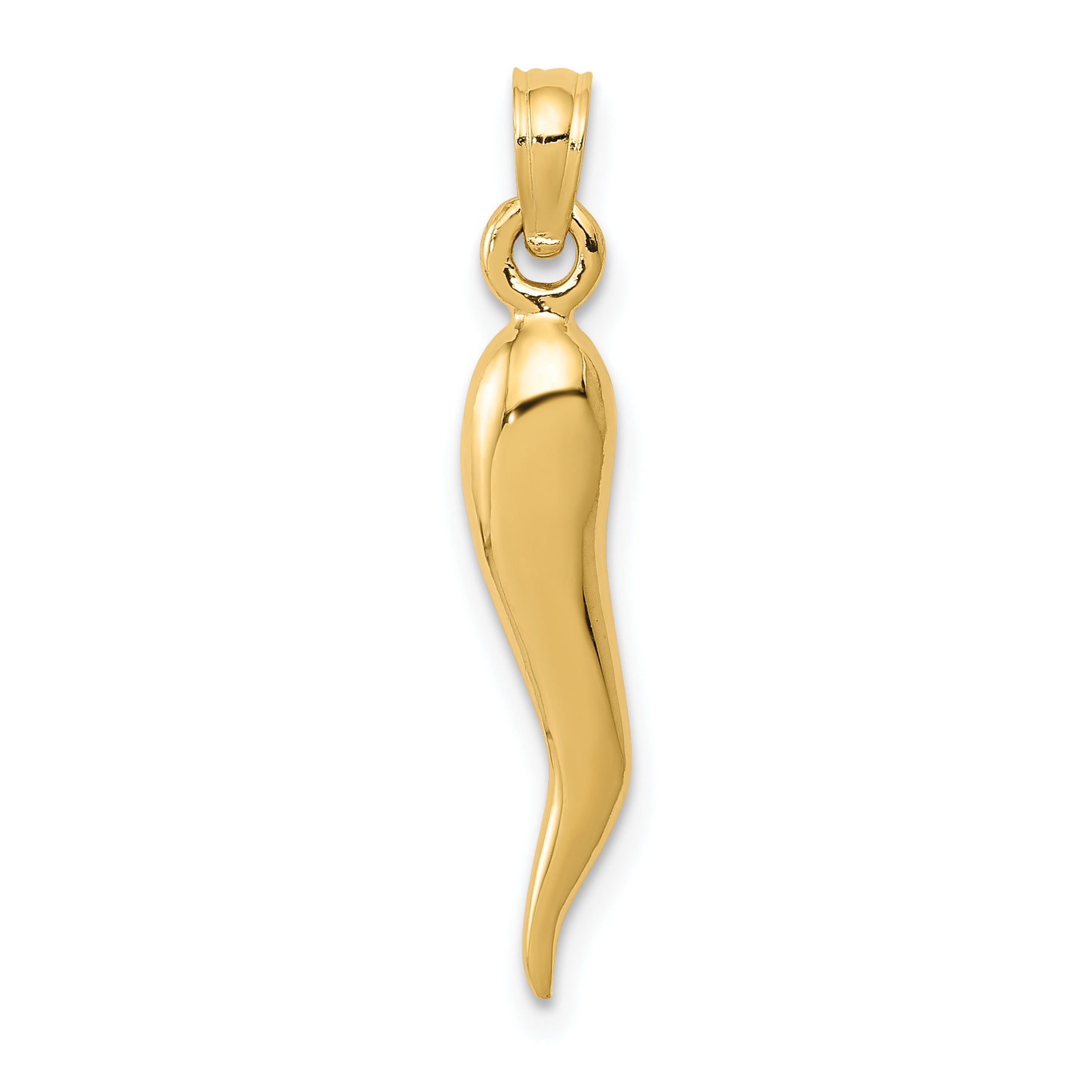 14k Medium 3D Italian Horn Pendant