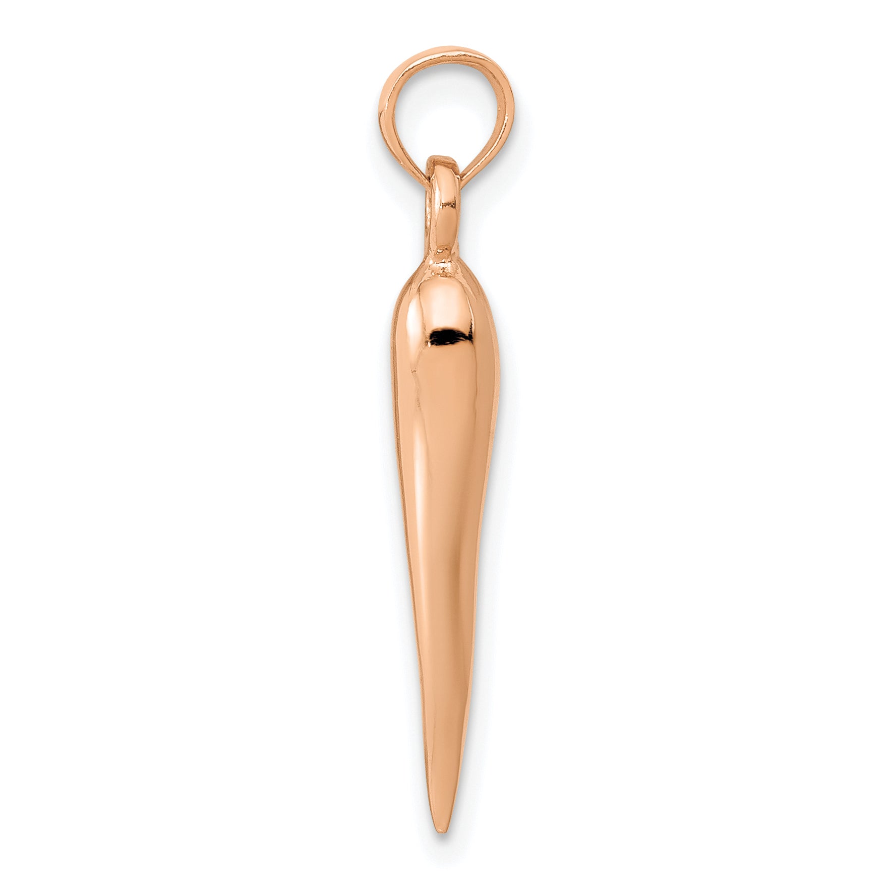 14k Rose Gold Medium 3D Italian Horn Pendant