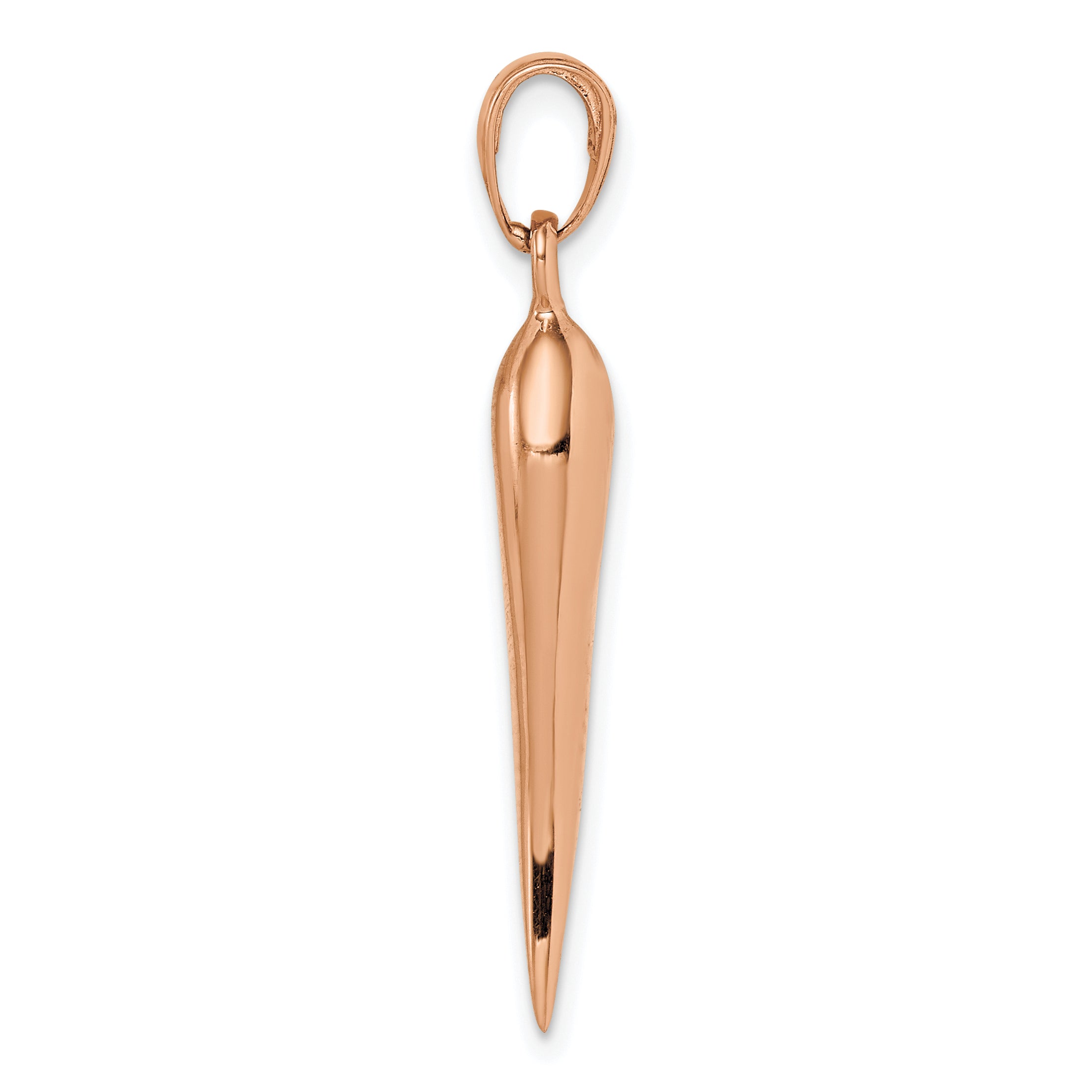 14k Rose Gold Large 3D Italian Horn Pendant